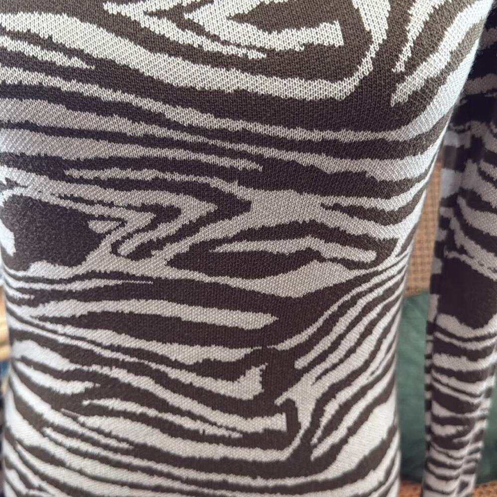 ASOS Beige and Brown Zebra Print Knit Sweater Bodycon Fierce Femme Maxi Dress - Picture 3 of 6